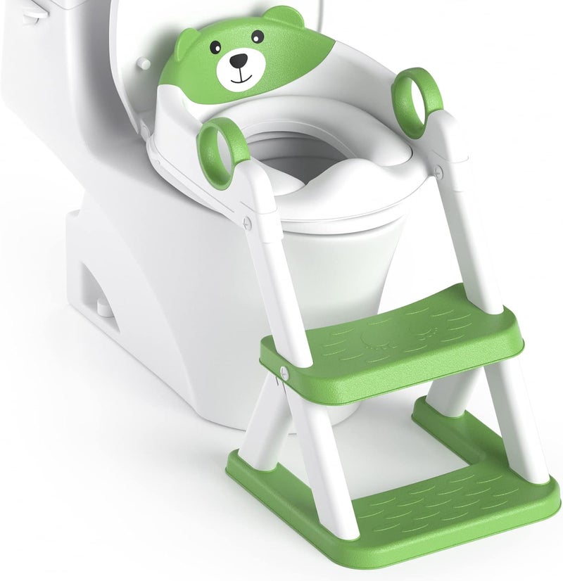 Rabb 1st Toilet Ladder for Children, Upgraded Children's Toilet for Boys and Girls, 2-in-1 Children's Toilet Seat with Stairs, Splash and Non-Slip Running Board - Image 1